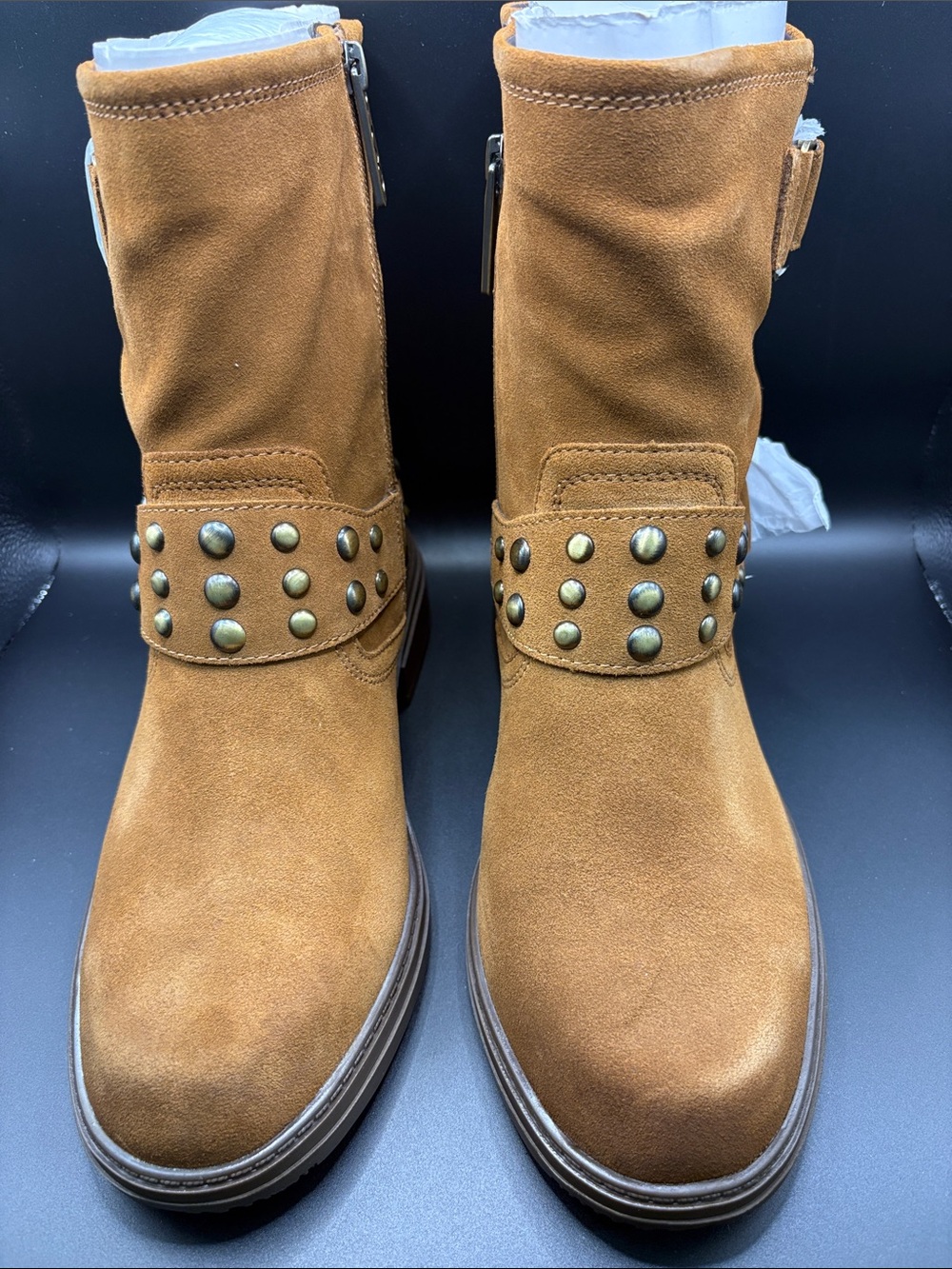 Naturalizer Tan Suede Studded Optimus-Stud Ankle Boots